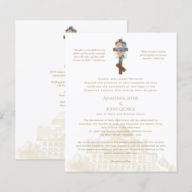 Lámina Invitación tradicional de la boda cruzada de la BY (Anverso / Reverso)