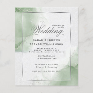 Lámina Invitación verde aguda de Boda de presupuesto