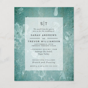 Lámina Invitación verde al Boda de presupuesto Wabi Sabi 