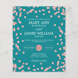 Lámina Invitación Verde azulada del Rosa de Boda de presu