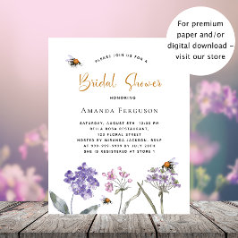 Lámina Invitación violeta de flor silvestre Bridal Shower