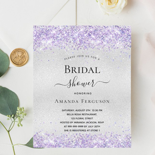 Lámina Invitación violeta de plata a ducha de novia de pr (Subido por el creador)