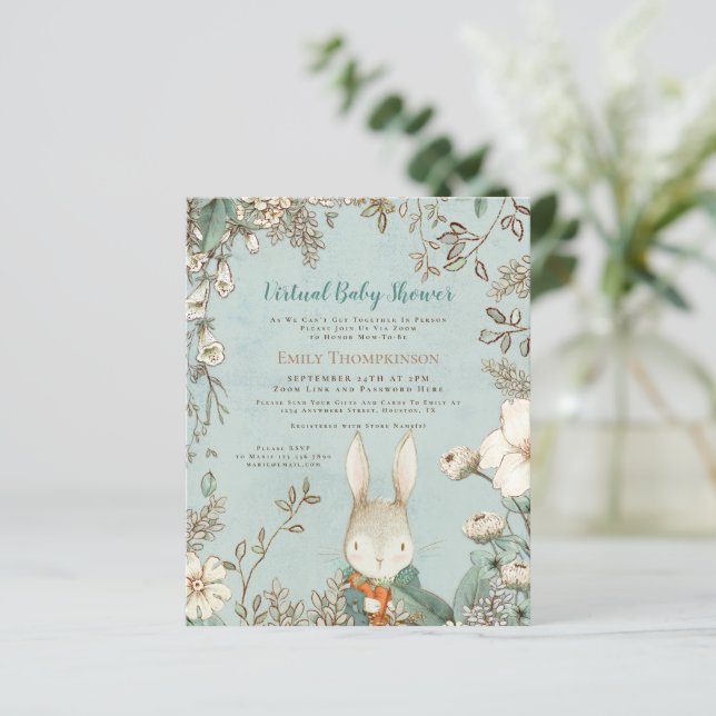 Lámina Invitación virtual de Baby Shower a Bunny Boy (Anverso de pie)
