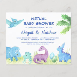 Lámina Invitación virtual de Baby Shower a dinosaurios de