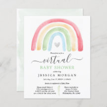 Invitación virtual de Baby Shower al arco iris del