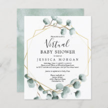 Invitación virtual de Baby Shower al eucalipto de