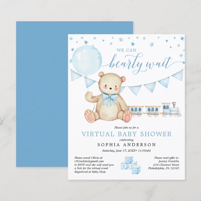 Lámina Invitación virtual de Baby Shower para besito de p (Anverso / Reverso)