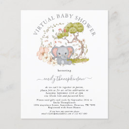 Lámina Invitación virtual de Baby Shower para Elefantes d