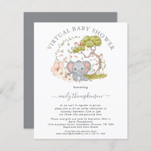 Lámina Invitación virtual de Baby Shower para Elefantes d