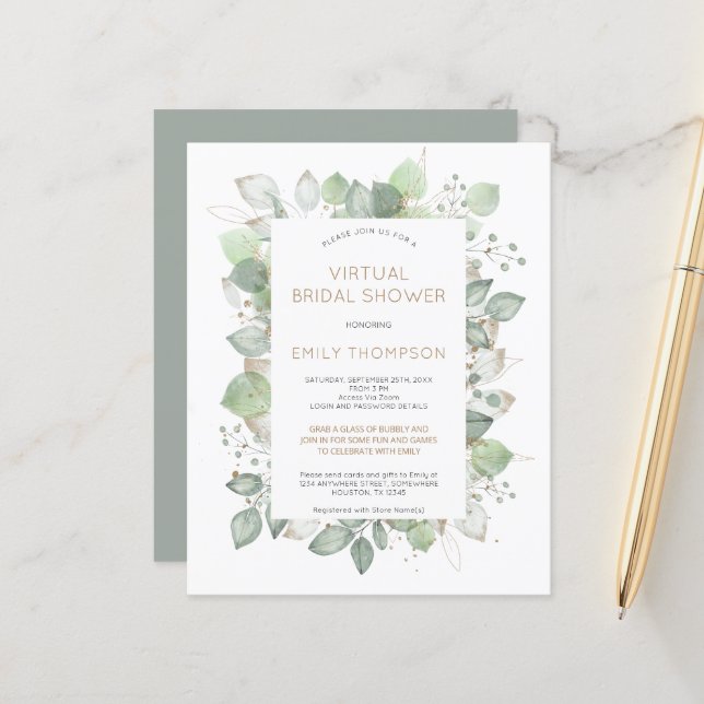 Lámina Invitación Virtual de Lluvia de Regalos para Novia (Anverso/Reverso In Situ)
