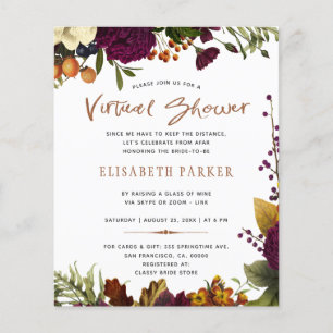 Lámina Invitación virtual de shower nupcial floral de pre