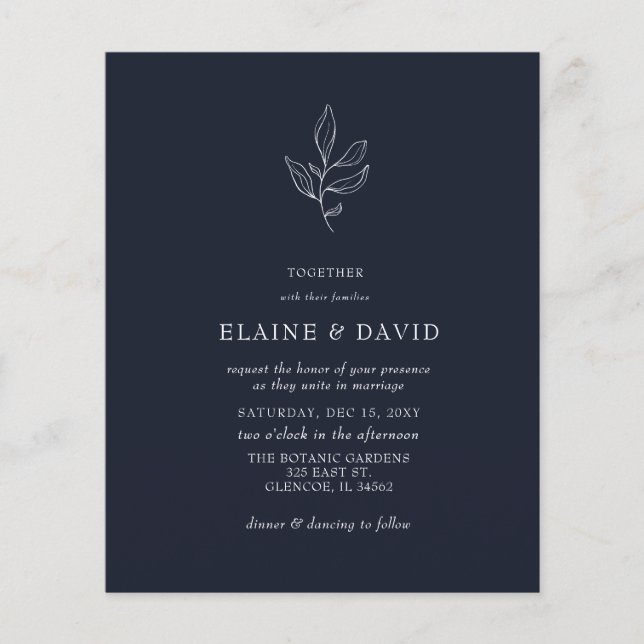 Lámina Invitaciones a bodas botánicas modernas de la Mari (Anverso)