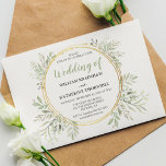 Lámina Invitaciones a bodas de ecologización de presupues<br><div class="desc">Invite a sus invitados a celebrar el día de su boda, con estas elegantes invitaciones botánicas. Con un fondo blanco clásico, una corona dorada adornada con una sutil coloración verde acuarela y una elegante plantilla de boda que es fácil de personalizar. * Tenga en cuenta que este diseño está impreso...</div>