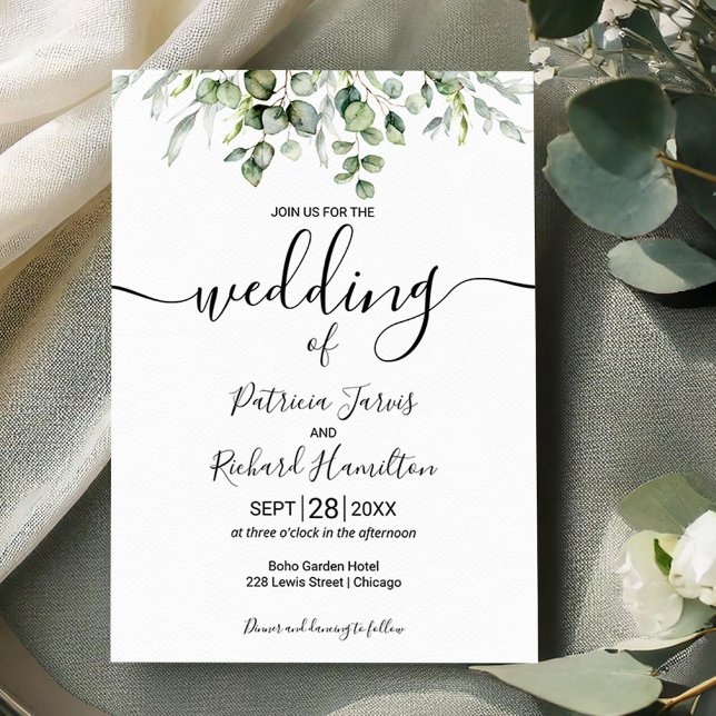 Lámina Invitaciones a bodas de eucalipto Greenery Budget (Subido por el creador)