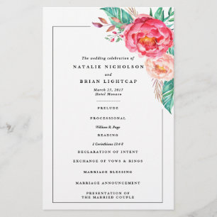 Lámina Invitaciones a bodas de verano con flores tropical