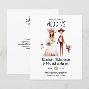 Lámina Invitaciones a bodas divertidas Boho Bride Groom