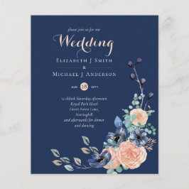 Lámina Invitaciones a bodas florales de coral de la Marin