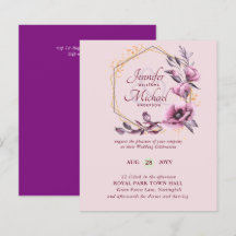 Invitaciones a Bodas Florales de Oro Púrpura