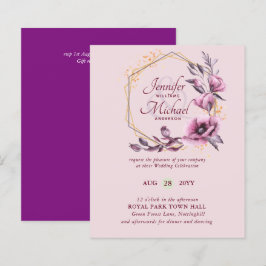 Lámina Invitaciones a Bodas Florales de Oro Púrpura