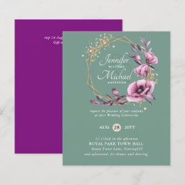 Lámina Invitaciones a Bodas Florales de Oro Púrpura