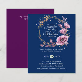 Lámina Invitaciones a Bodas Florales de Oro Púrpura