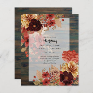 Lámina Invitaciones a bodas florales para otoño - Dusky