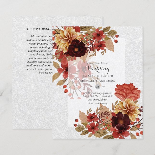 Lámina Invitaciones a bodas florales para otoño - Dusky (Anverso / Reverso)