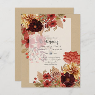 Lámina Invitaciones a bodas florales para otoño - Dusky