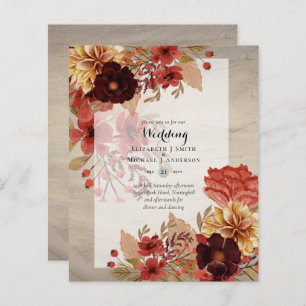 Lámina Invitaciones a bodas florales para otoño - Dusky
