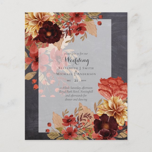 Lámina Invitaciones a bodas florales para otoño - Dusky (Anverso)
