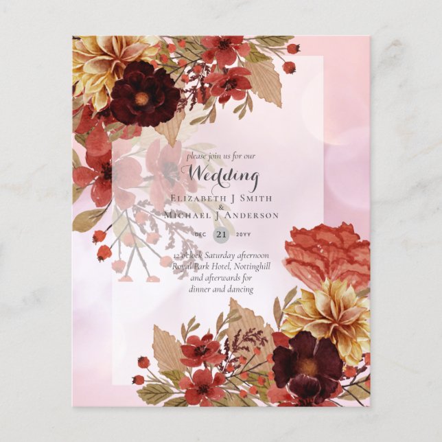 Lámina Invitaciones a bodas florales para otoño - Dusky (Anverso)