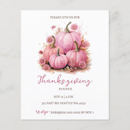 Lámina Invitaciones a dar gracias a las calabazas rosadas