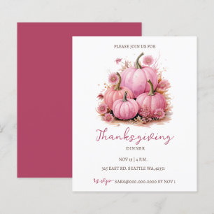 Lámina Invitaciones a dar gracias a las calabazas rosadas