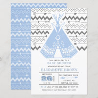 Invitaciones a ducha de bebé tribal TeePee de Budg