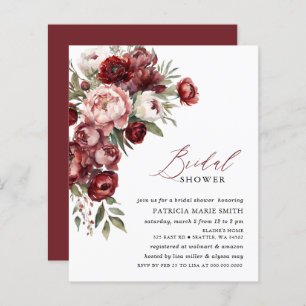 Lámina Invitaciones a ducha de novia floral borgoñona