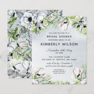 Lámina Invitaciones a ducha de novias con flores azules y