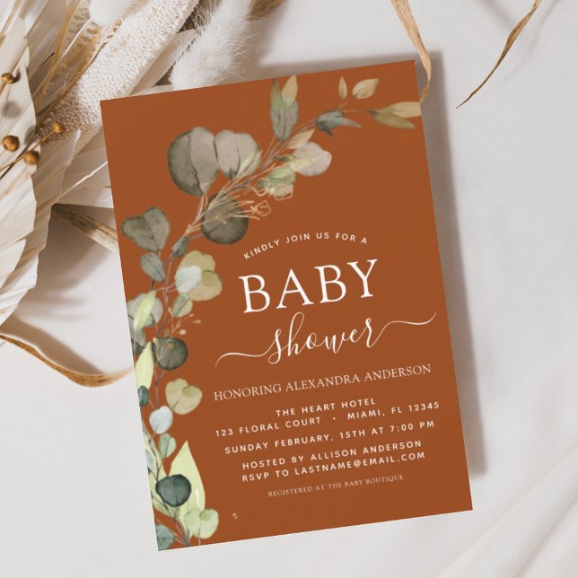 Lámina Invitaciones a Eucalipto del Naranja quemado Baby  (Subido por el creador)