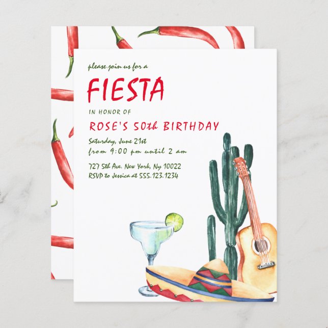 Lámina Invitaciones a Fiesta Presupuestaria (Anverso / Reverso)