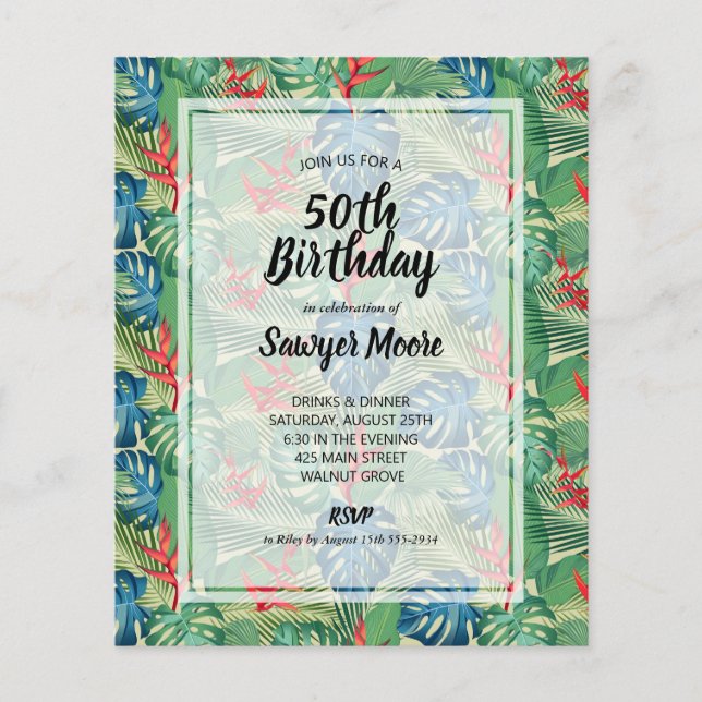 Lámina Invitaciones a fiestas de cumpleaños número 50 de  (Anverso)