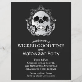 Lámina Invitaciones a Halloween con cráneo gótico presupu