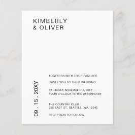 Lámina Invitaciones a la boda blanca Minimalista de presu