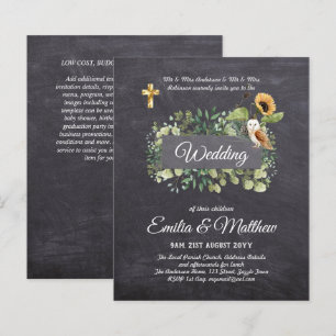Lámina Invitaciones a la boda católica Floral Elegante mo