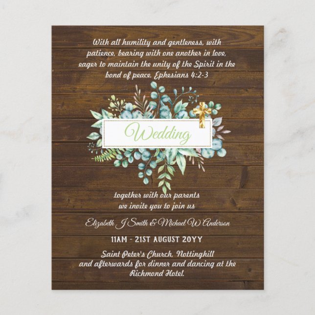 Lámina Invitaciones a la boda católica moderna (Anverso)