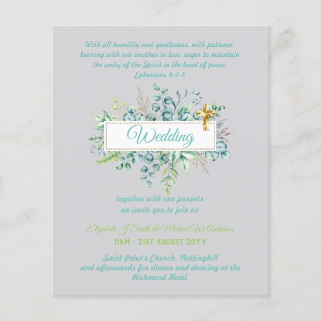Lámina Invitaciones a la boda católica moderna (Anverso)
