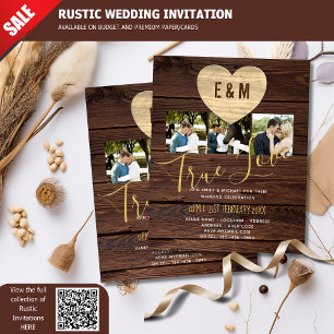 Lámina Invitaciones a la boda de Collage de fotos Rústico