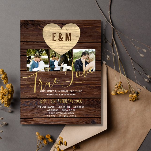 Lámina Invitaciones a la boda de Collage de fotos Rústico (Subido por el creador)