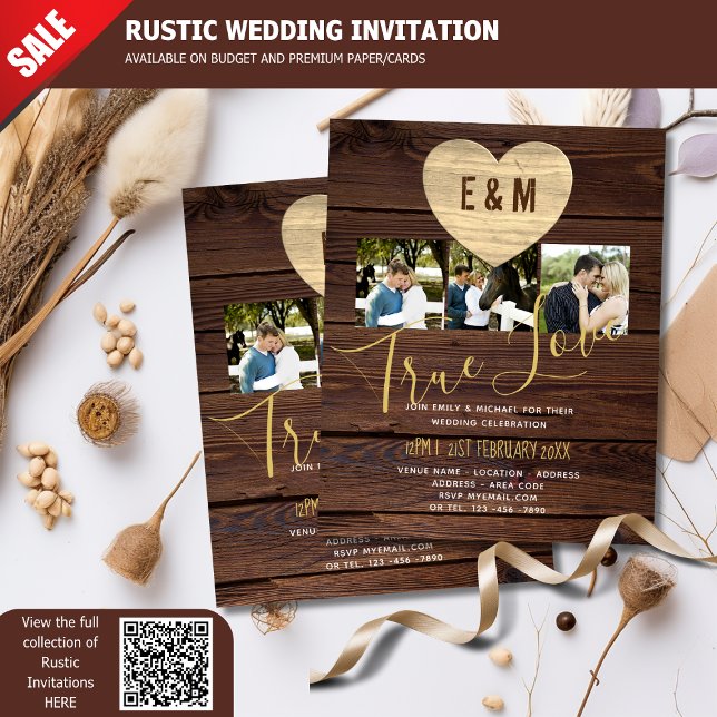 Lámina Invitaciones a la boda de Collage de fotos Rústico (Subido por el creador)