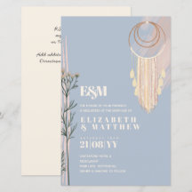 Invitaciones a la boda de Dusty Blue Boho