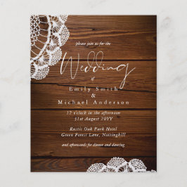 Lámina Invitaciones a la boda de encaje de madera rústica