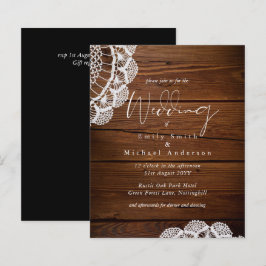 Lámina Invitaciones a la boda de encaje de madera rústica
